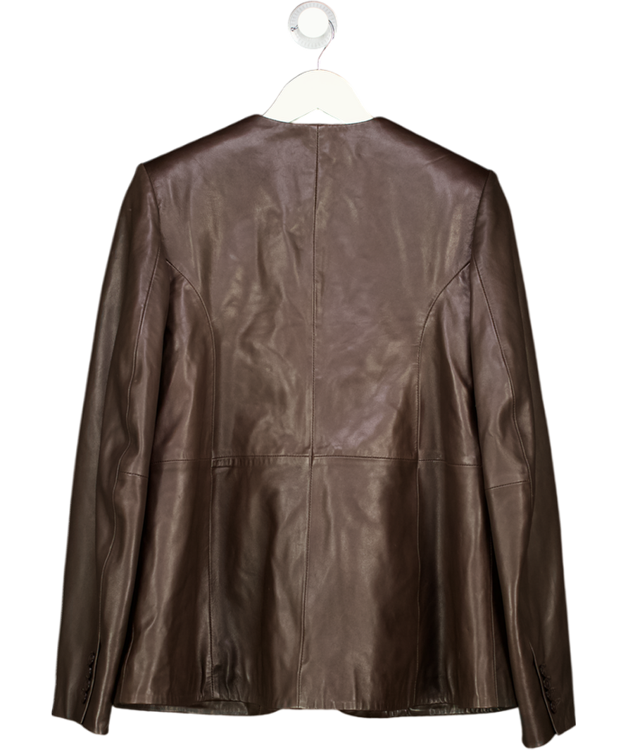 ROTATE BY BIRGER CHRISTENSEN Chocolate Brown 100% Lamb Leather Flared Leather Jacket De36 UK 8