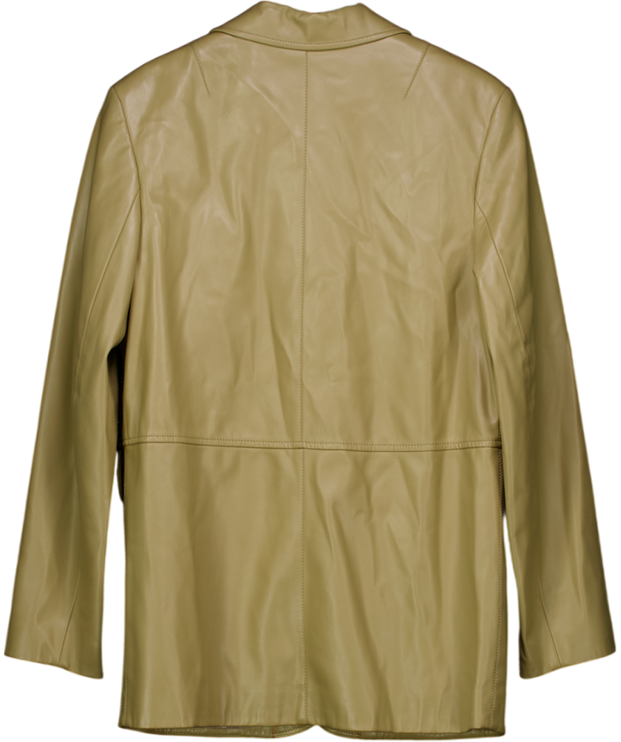 12 Storeez Beige Matte Faux-leather Oversized Blazer UK S