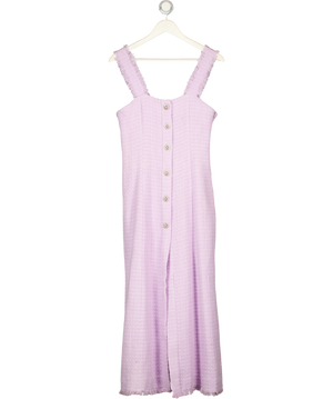 ZARA Purple Tweed Maxi Dress With Embellished Buttons UK M