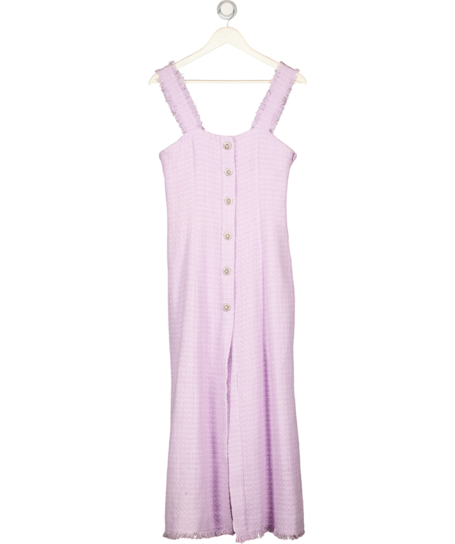 ZARA Purple Weed Maxi Dress With Embellished Buttons UK M