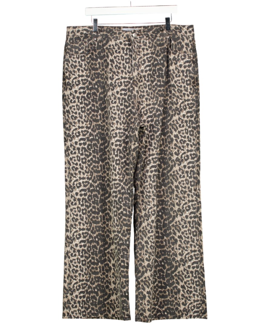 New Look Brown Leopard Print Adalae Wide Leg Jeans UK 18