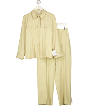 TOPSHOP 2piece Beige Tailored Shirt With Pleats & Wide Leg Slouchy Trouser Set UK 10