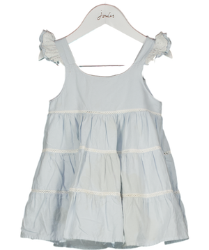 BENEDITA Blue Tiered Cotton Lace Inset Dress 3 Years