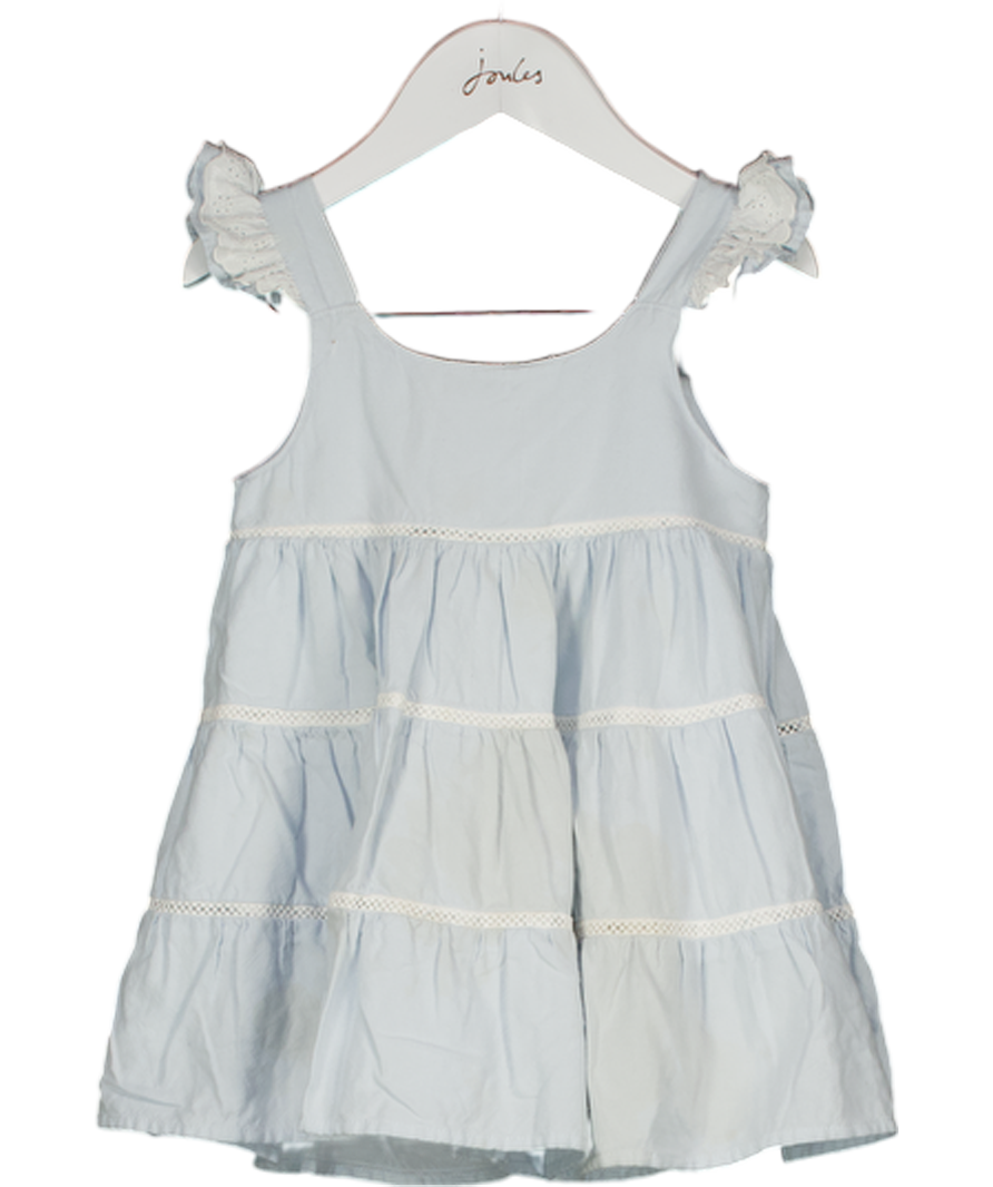 BENEDITA Blue Tiered Cotton Lace Inset Dress 3 Years