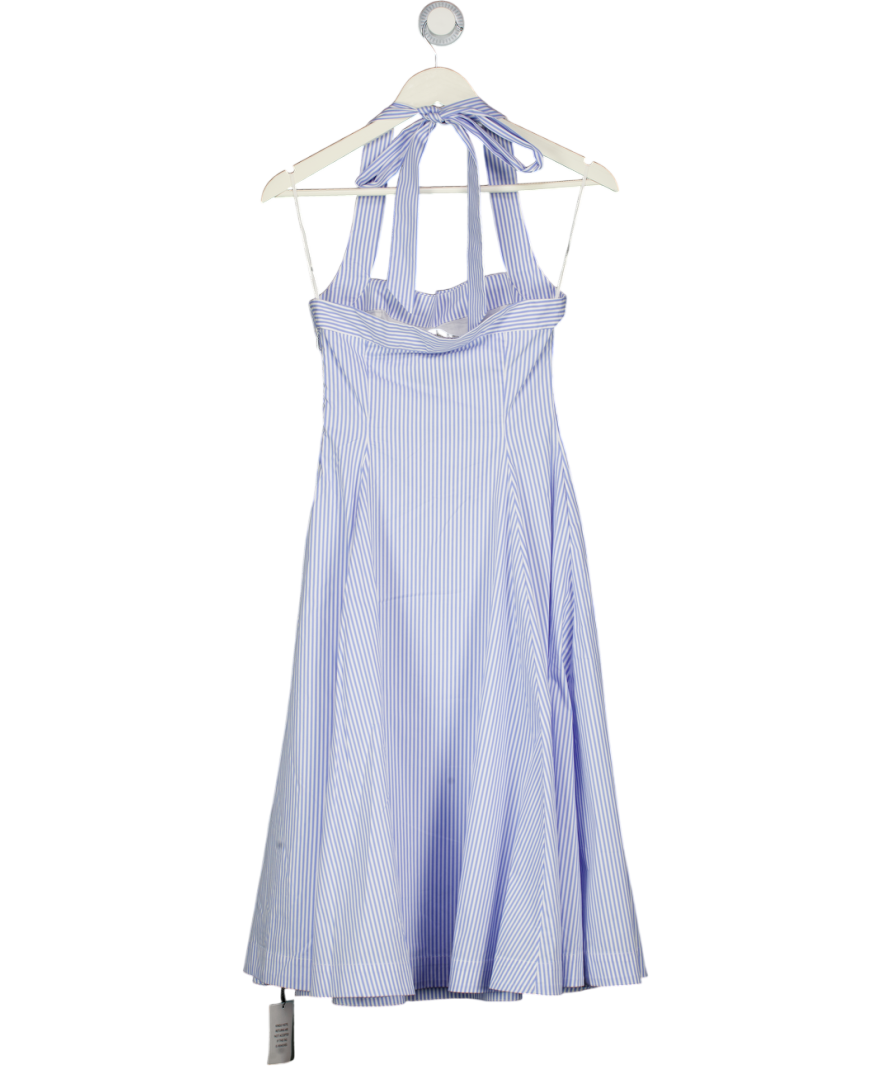 L'ACADEMIE By Marianna Blue & White Striped Cotton Poplin Skye Midi Dress UK XXS
