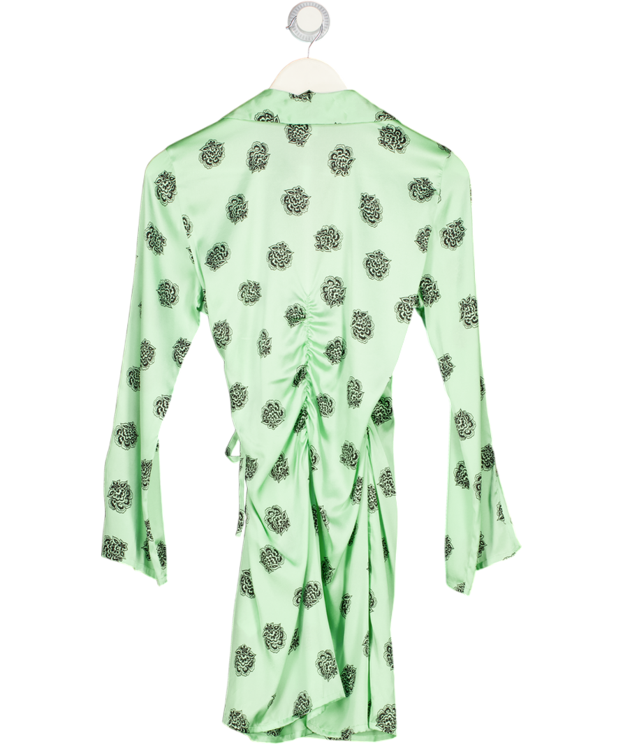 Baum Und Pferdgarten Mint Green Satin Paisley Wrap Dress UK 6