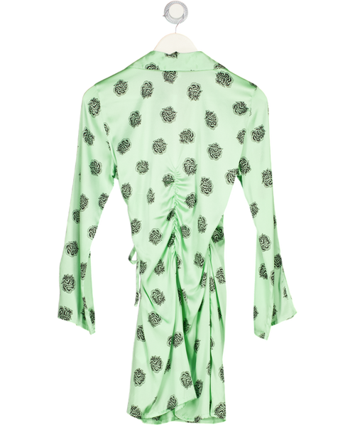 Baum Und Pferdgarten Mint Green Satin Paisley Wrap Dress UK 6