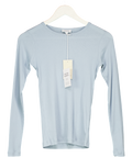 Sunspel Blue W134 Ribbed Long Sleeve T‑shirt UK XXS