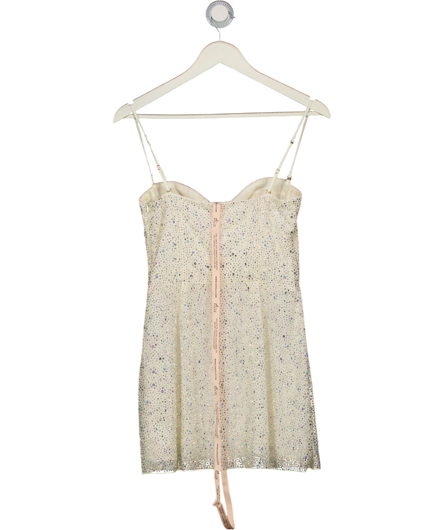 OH POLLY Cream Crystella Embellished Strapless Corset Mini Dress UK 10