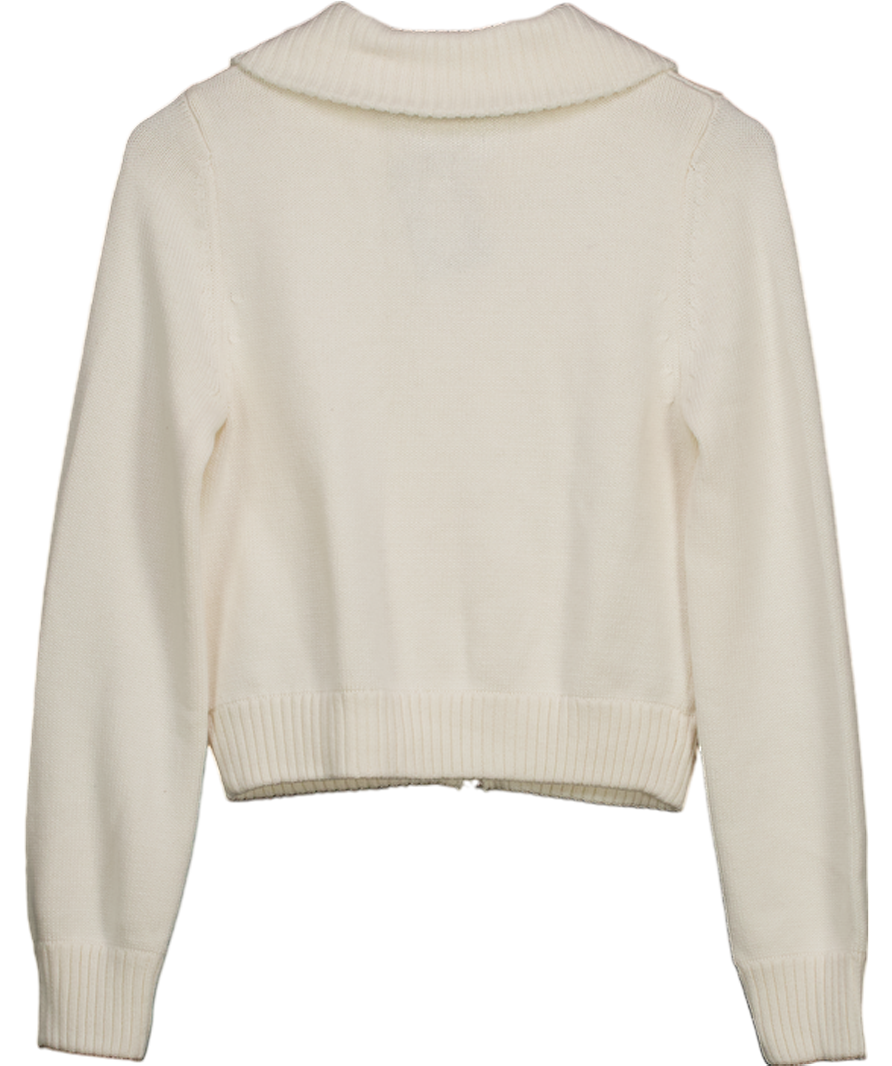 Abercrombie & Fitch Ivory White Cotton Blend Cardigan With Zip UK S