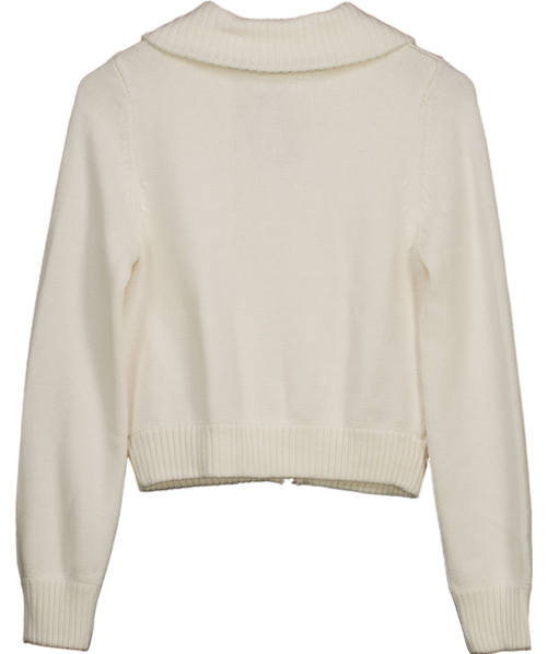 Abercrombie & Fitch Ivory White Cotton Blend Cardigan With Zip UK S