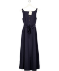 ME + EM Navy Blue Button Front Maxi Dress Crease-less Linen UK 8