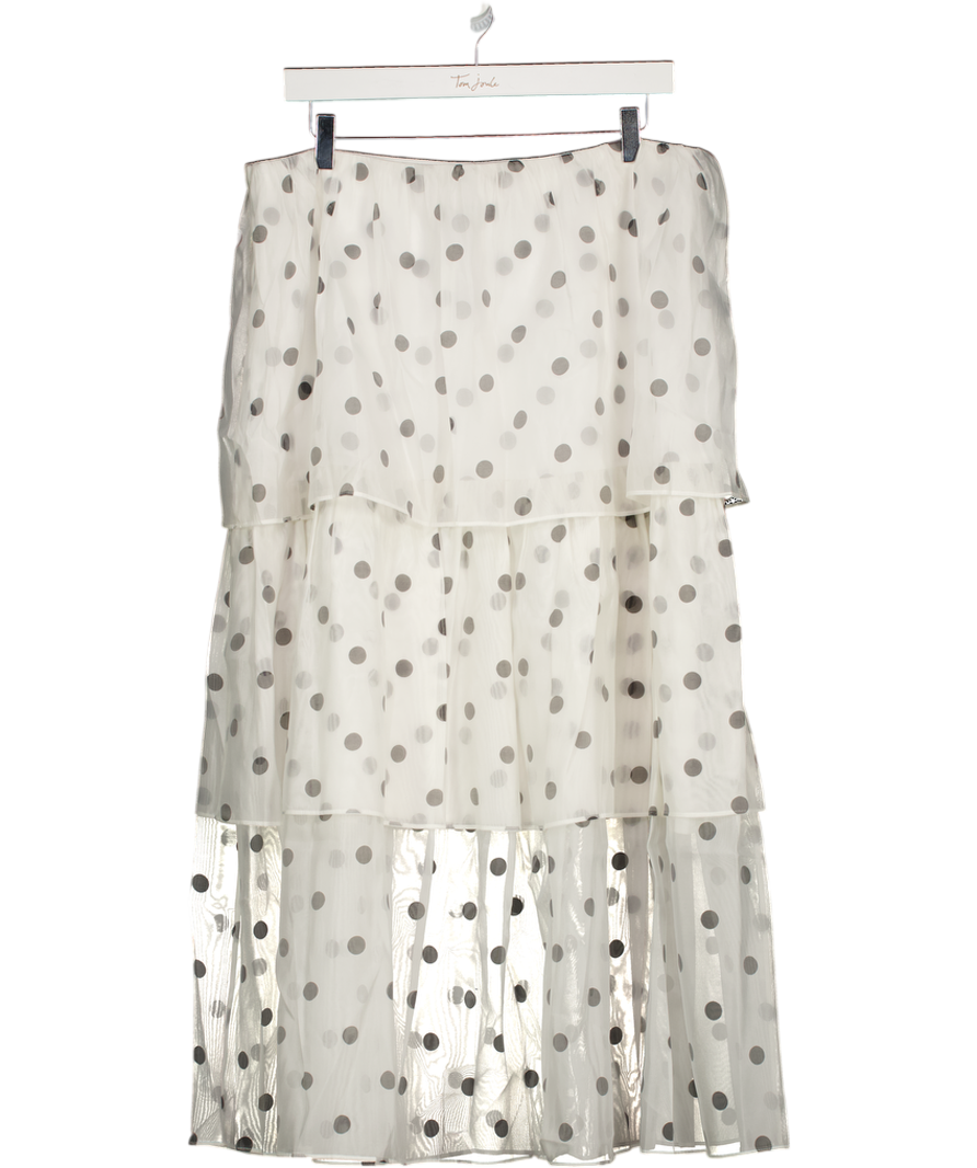 M&S White Organza Polka Dot Frill Midaxi Skirt UK 16