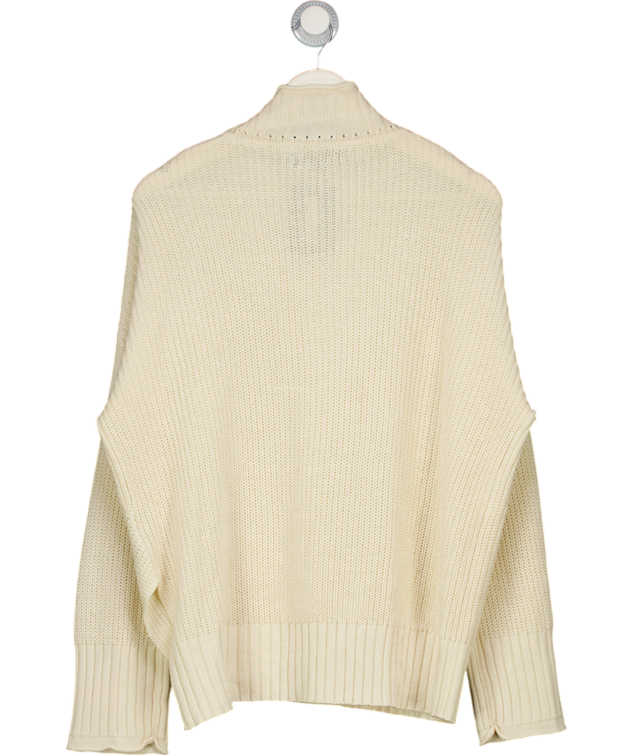 Topshop Cream Oversized Turtleneck Ribbed Jumper UK 10