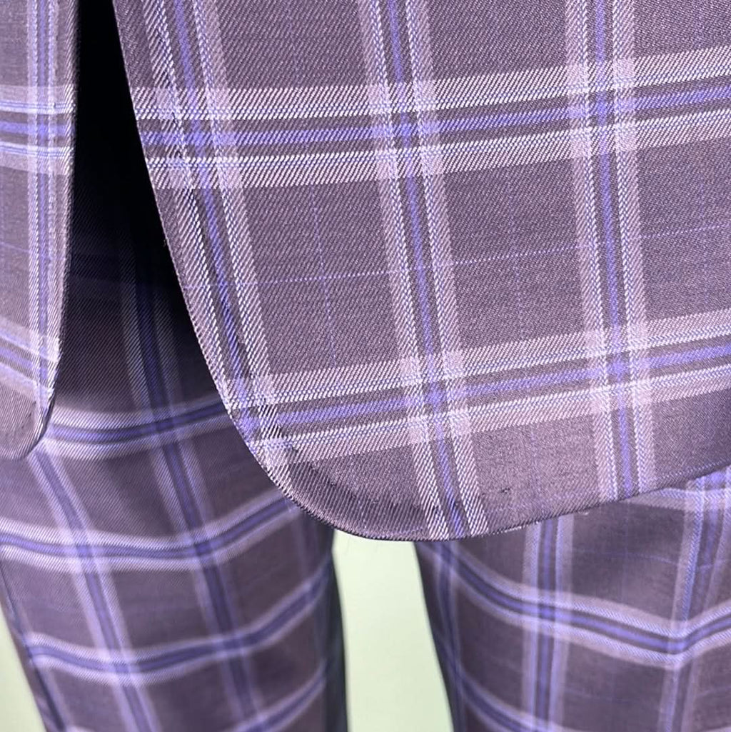 William Hunt Two Piece Wool Suit In Blue Tartan W38