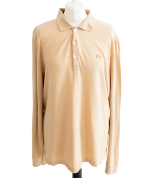 Lacoste Beige Classic Fit Long Sleeved Polo Shirt UK L