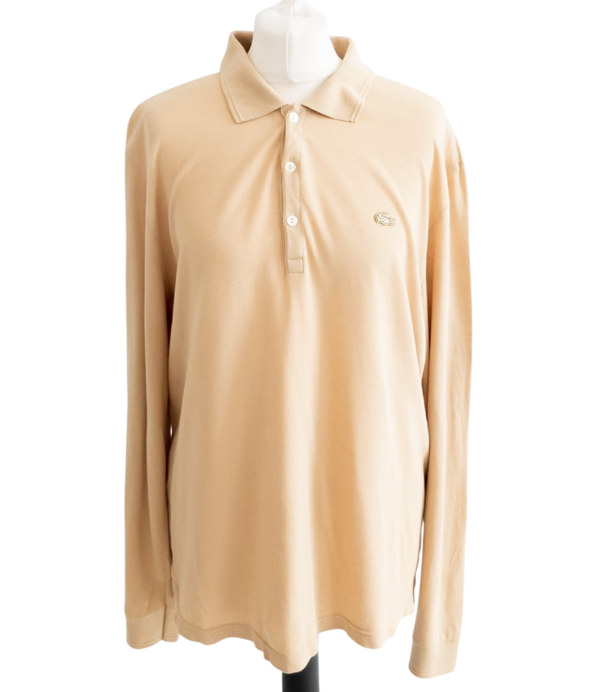 Lacoste Beige Classic Fit Long Sleeved Polo Shirt UK L