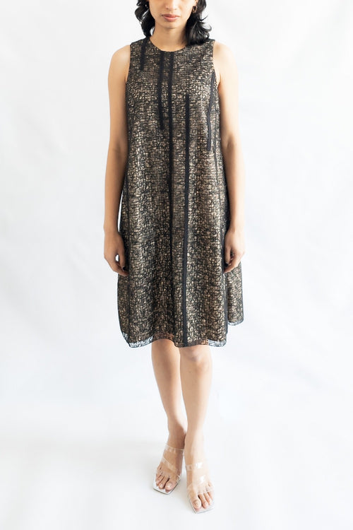 Dorothee Schumacher Black  & Beige Lace Overlay Dress SZ3 UK 12