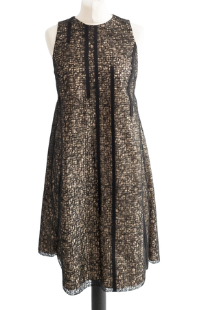 Dorothee Schumacher Black  & Beige Lace Overlay Dress SZ3 UK 12