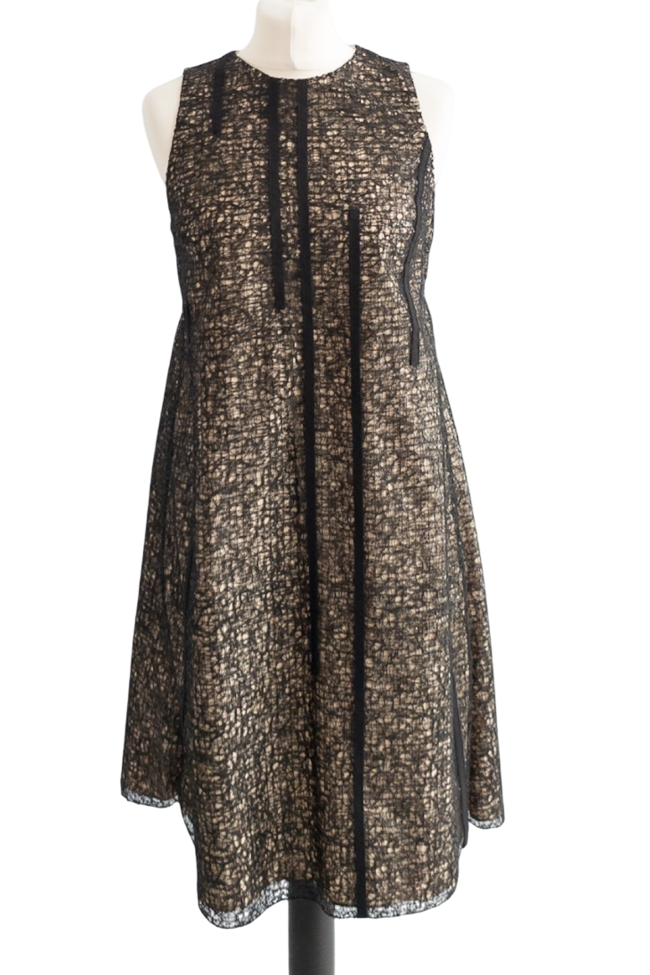 Dorothee Schumacher Black  & Beige Lace Overlay Dress SZ3 UK 12