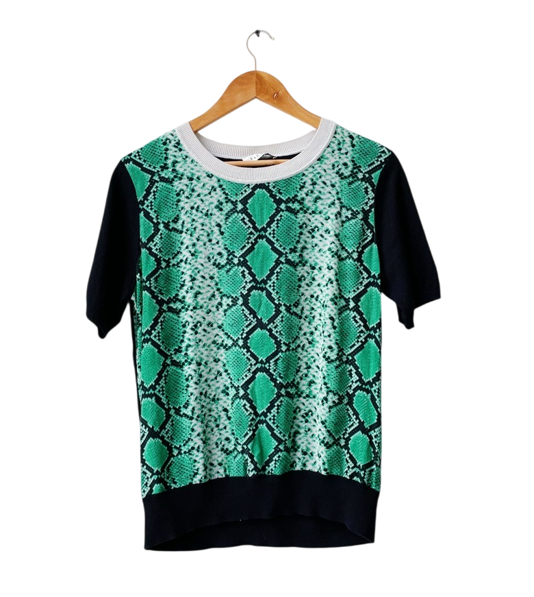 Sandro Green Silk / Cotton & Cashmere snake-printUK 6