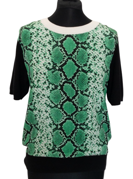 Sandro Green Silk / Cotton & Cashmere snake-printUK 6