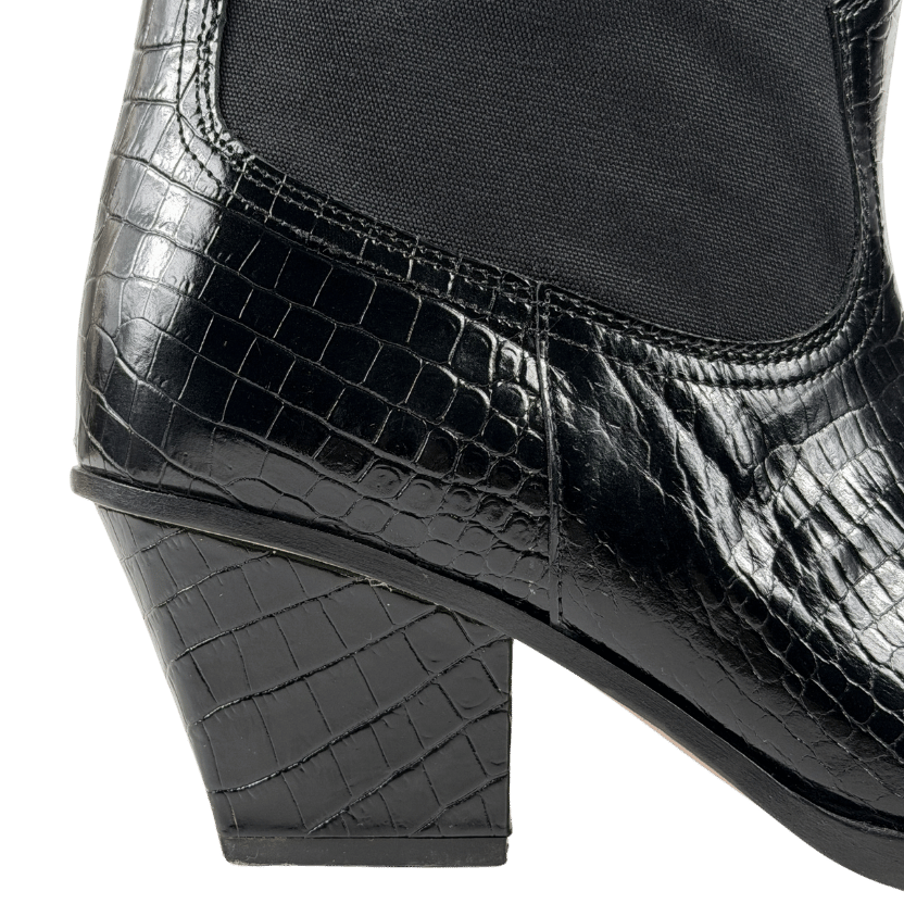 PARIS TEXAS Black 60mm Rosario Croc Embossed Boots UK 8 EU 41