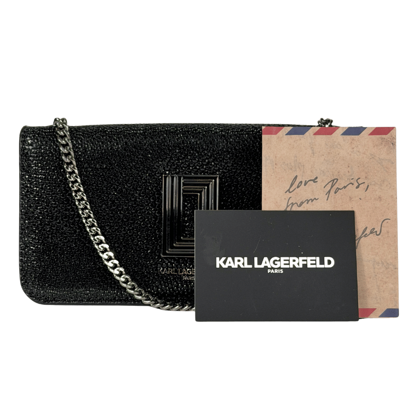 KARL LAGERFELD Black Wallet On A Chain Crossbody Bag