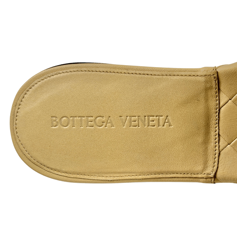 BOTTEGA VENETA Beige Lido Woven Intrecciato Leather Flat Sandals UK 4.5 EU 37.5 👠
