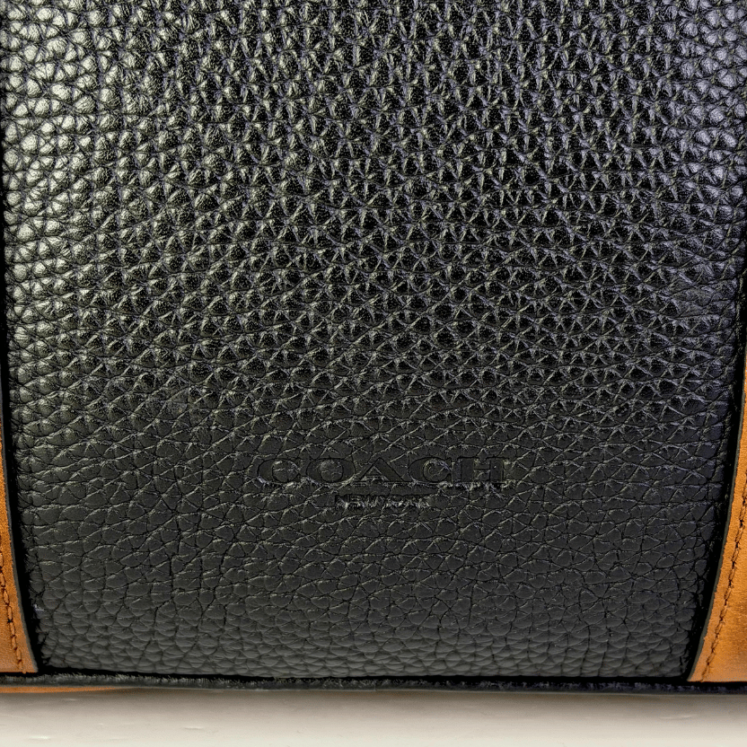 Coach Black / Tan Leather Harness Metropolitan Slim Briefcase / Laptop Bag