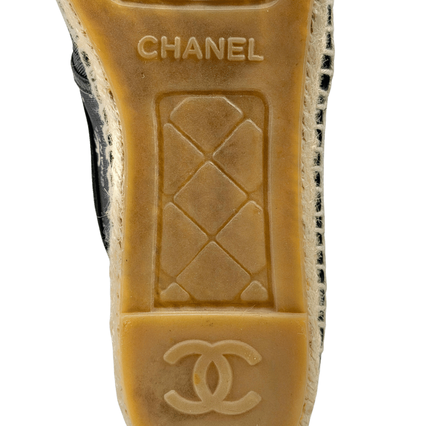 CHANEL Black Coco Mark Mesh All Over CC Logo Espadrilles UK 5 EU 38