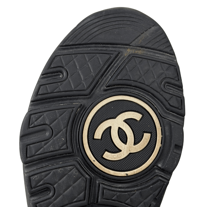 CHANEL Black Suede And Nylon CC Logo Low Top Trainers UK 5 EU 38 👠