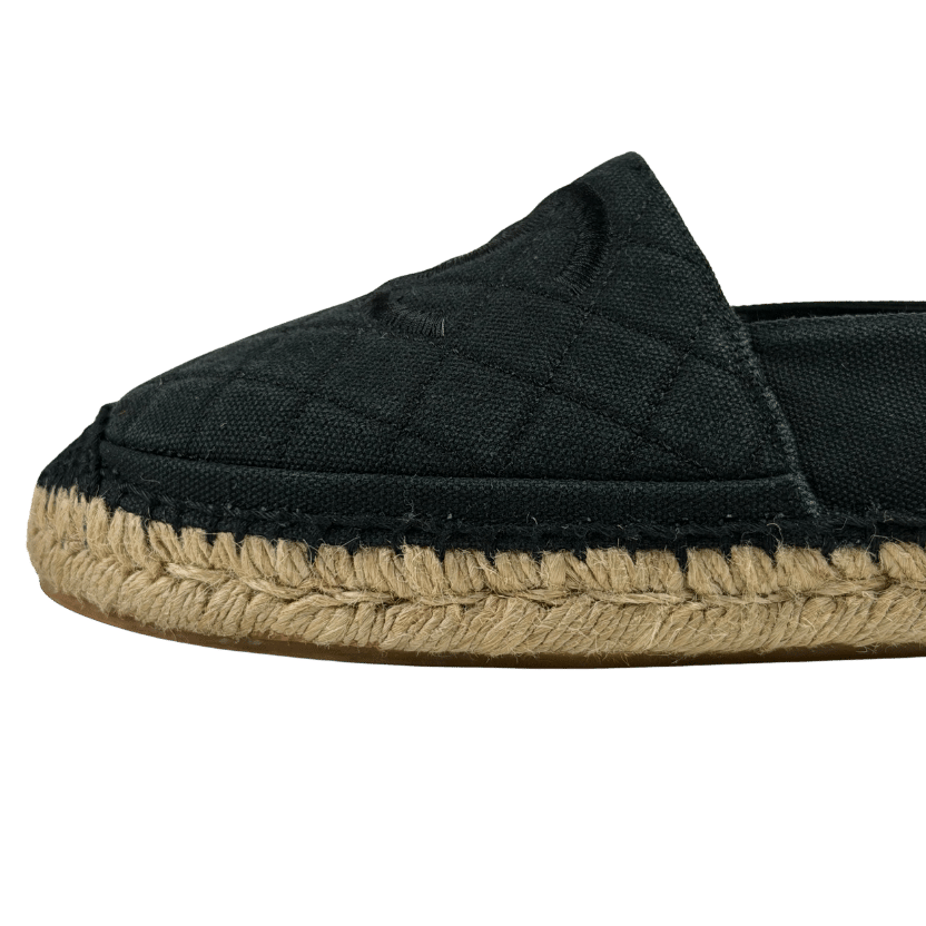 CHANEL Black Canvas Espadrilles With Cc Logo UK 5 EU 38