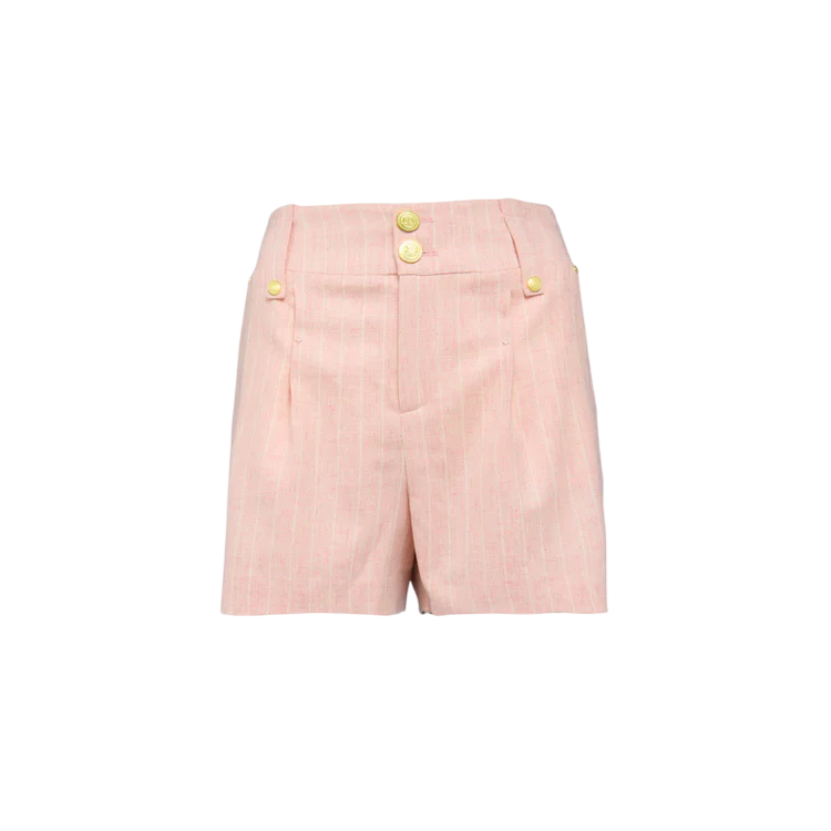 HOLLAND COOPER Luxe Wool Tailored Short Pink Chalk Pinstripe UK 10