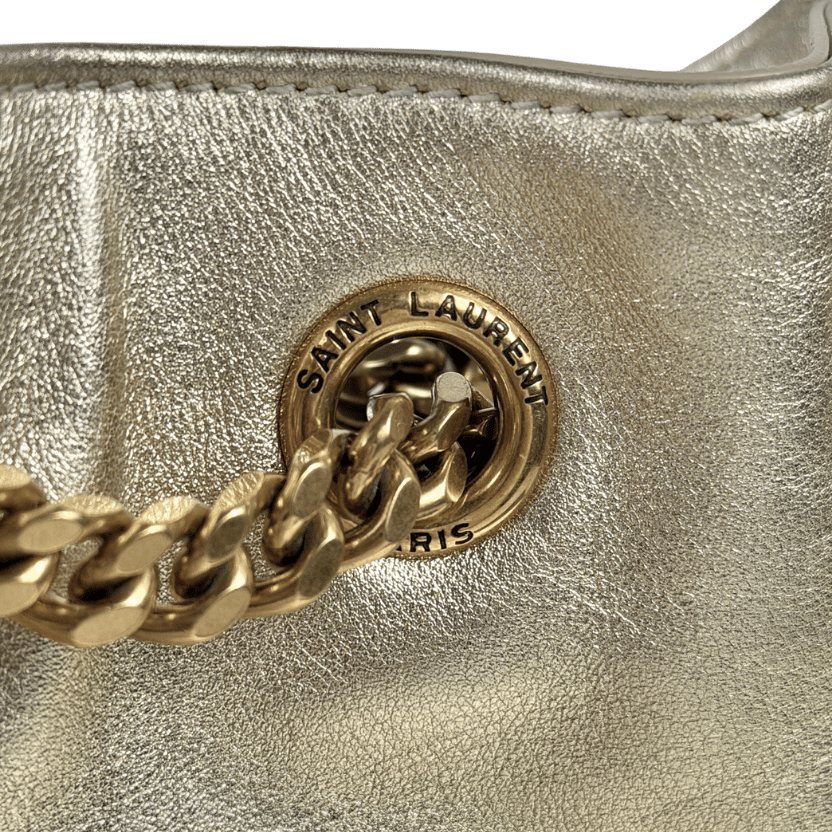 SAINT  LAURENT Metallic Gold Matelasse Lambskin Monogram Joe Backpack