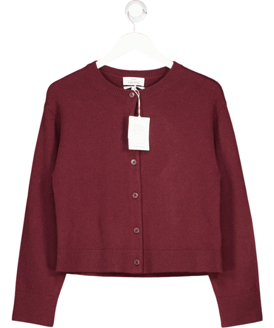 & Other Stories Red Boxy Merino Wool Cardigan UK S