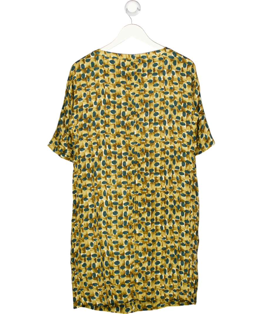 Toast Brown W970 Abstract Print Short Sleeve Tunic Dress UK S
