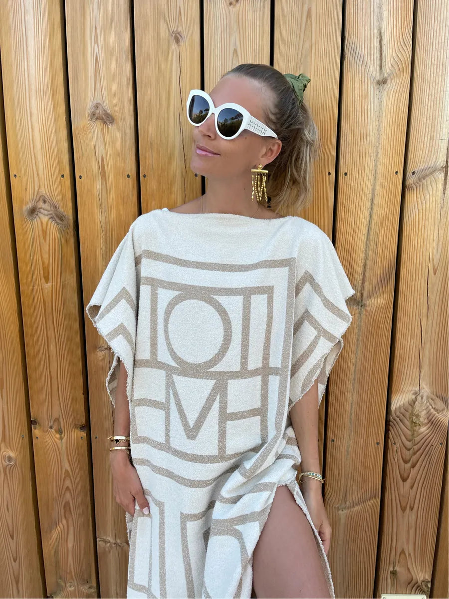 Totême Monogram Jacquard Beach Dress Sand Beige One Size