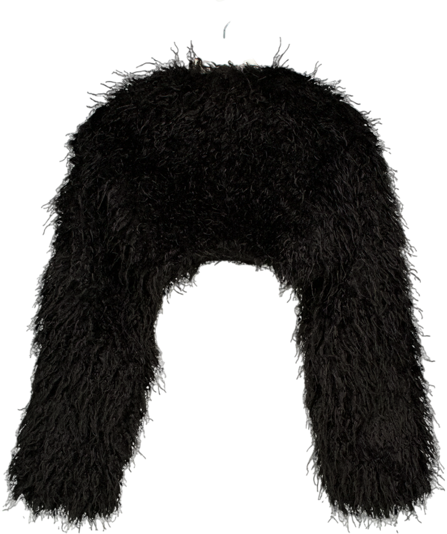 Mars the Label Black The Sabrine Faux Fur Cropped Shrug UK 8