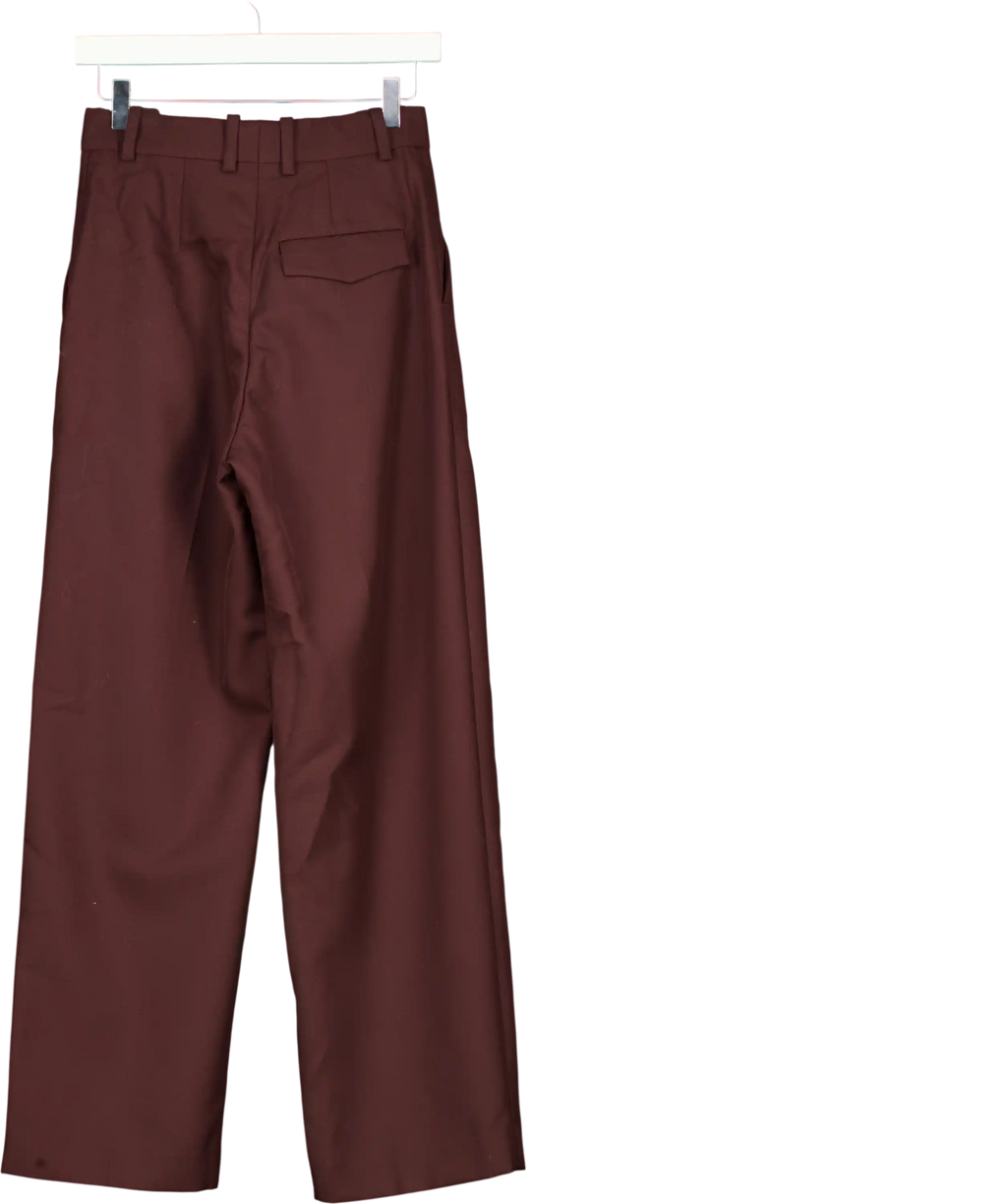 ARKET Burgundy High-waist Pleated Trousers UK 6