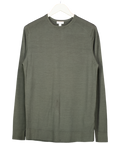 Sunspel Green Extra‑fine Merino Crew Neck UK M