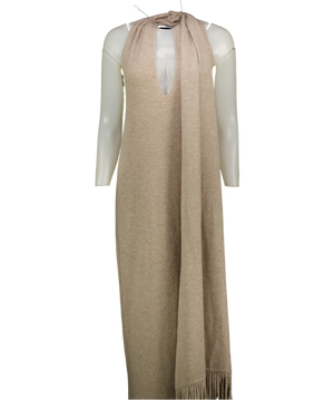CULT GAIA Beige Caia Halterneck Midi Dress UK S