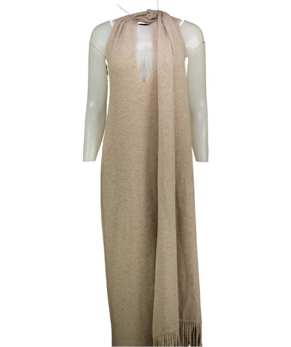CULT GAIA Beige Caia Halterneck Midi Dress UK S