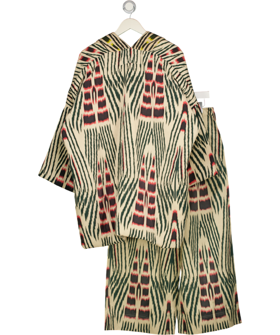 Rabens Saloner Multicoloured Ikat Combo Padded Kimono I Forest Pink Sand & Citrus Combo UK S