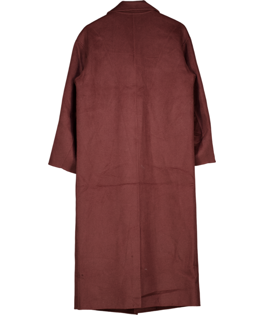 NA-KD Brown Double Buttoned Wool Blend Coat - Plum UK 6