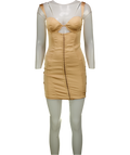 Oh Polly Champagne Beige Satin Corset Mini Dress UK 8