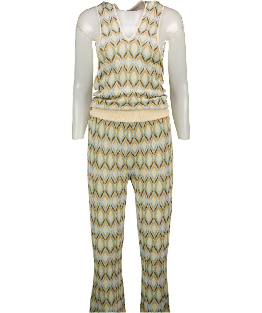 MISA Los Angeles Multicoloured Knit Wide Leg  Roura Trousers And Halter Top UK S/M