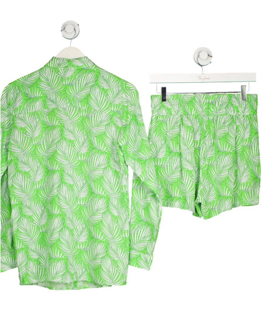 Melissa Odabash Green Palmetto Printed Voile 2-piece Shirt And Shorts Set UK XS