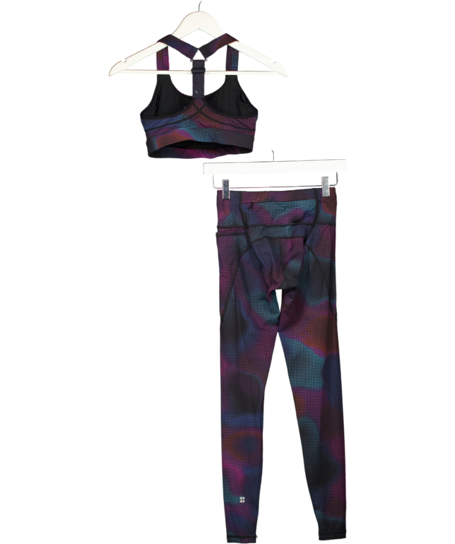 Sweaty Betty Multicoloured Gradient Dot Print Power Leggings And Medium Support Bra Set UK XS