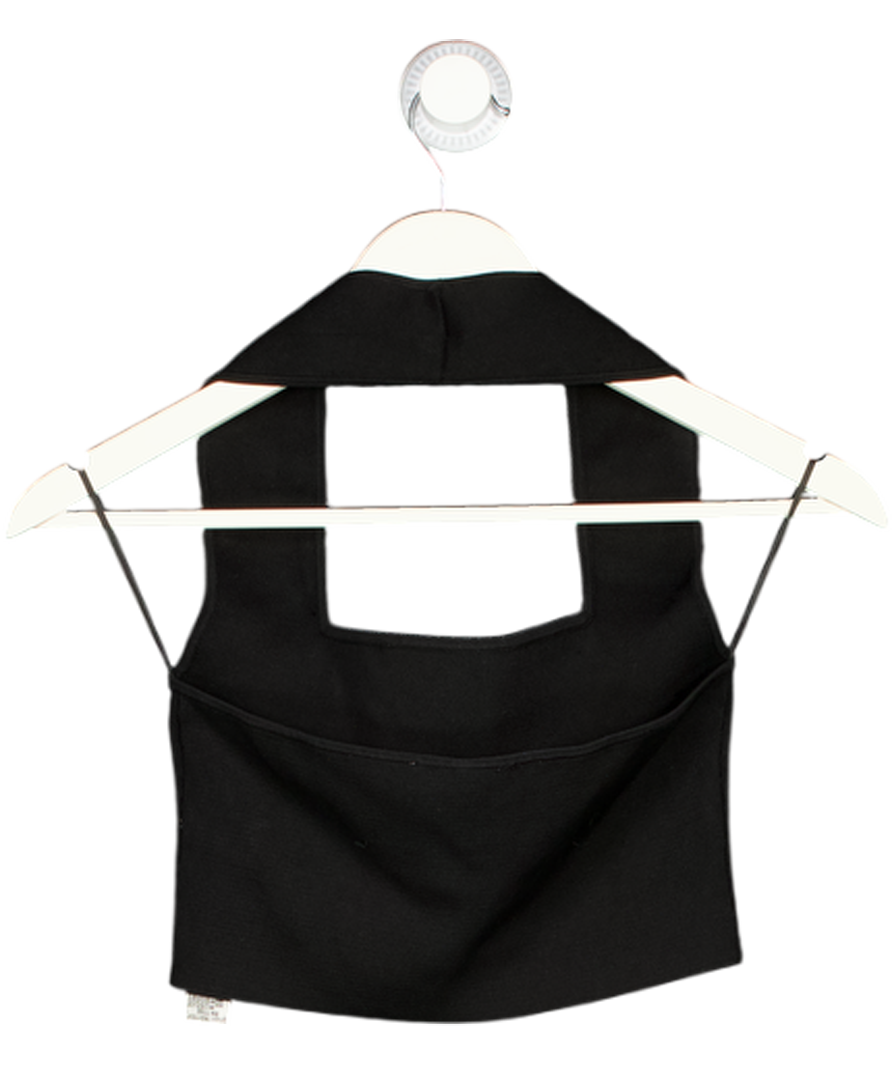 ZARA Black Square Neck Halterneck Crop Top UK S